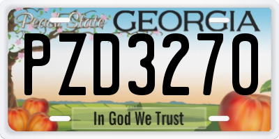 GA license plate PZD3270