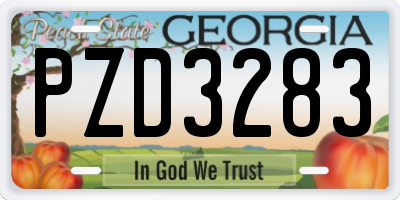 GA license plate PZD3283