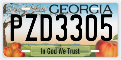 GA license plate PZD3305