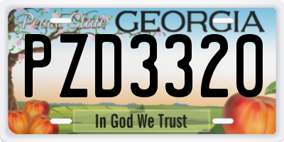 GA license plate PZD3320