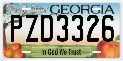 GA license plate PZD3326