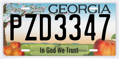 GA license plate PZD3347