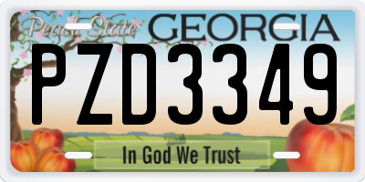 GA license plate PZD3349