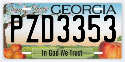 GA license plate PZD3353