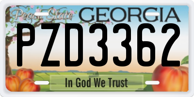 GA license plate PZD3362