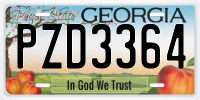 GA license plate PZD3364