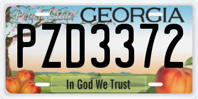 GA license plate PZD3372