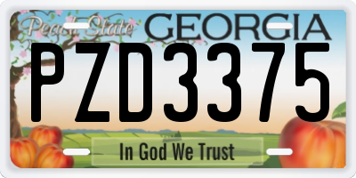 GA license plate PZD3375