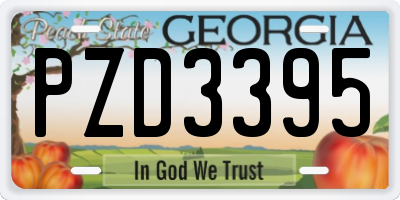 GA license plate PZD3395