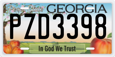 GA license plate PZD3398