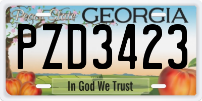 GA license plate PZD3423
