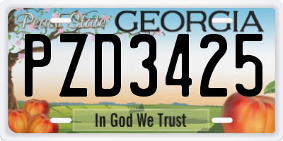 GA license plate PZD3425