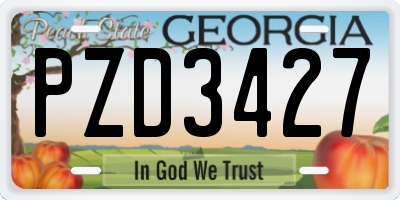 GA license plate PZD3427