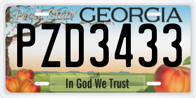GA license plate PZD3433