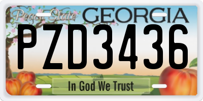GA license plate PZD3436