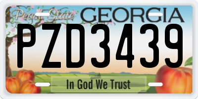 GA license plate PZD3439
