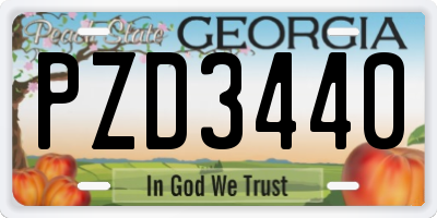 GA license plate PZD3440