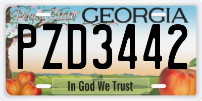 GA license plate PZD3442