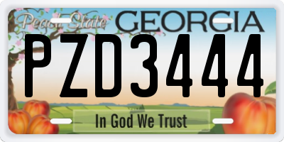 GA license plate PZD3444