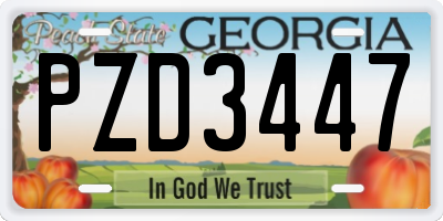GA license plate PZD3447