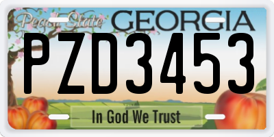 GA license plate PZD3453