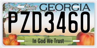 GA license plate PZD3460