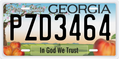 GA license plate PZD3464