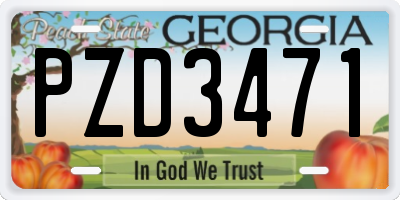 GA license plate PZD3471