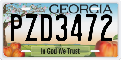 GA license plate PZD3472