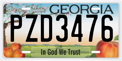 GA license plate PZD3476