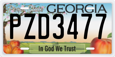 GA license plate PZD3477