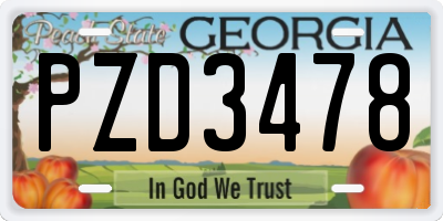 GA license plate PZD3478