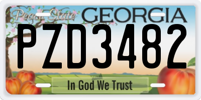 GA license plate PZD3482