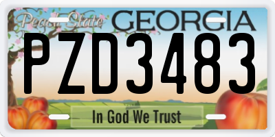 GA license plate PZD3483