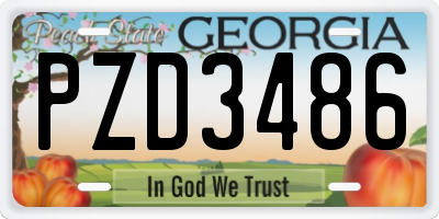 GA license plate PZD3486
