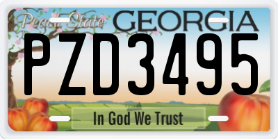 GA license plate PZD3495