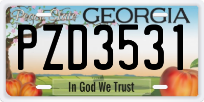 GA license plate PZD3531