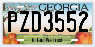 GA license plate PZD3552