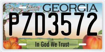 GA license plate PZD3572