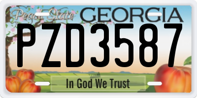 GA license plate PZD3587