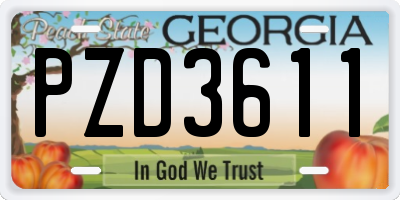 GA license plate PZD3611