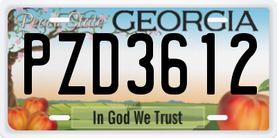 GA license plate PZD3612