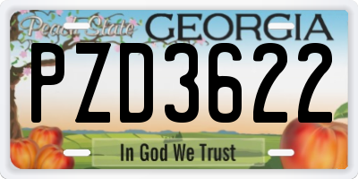 GA license plate PZD3622