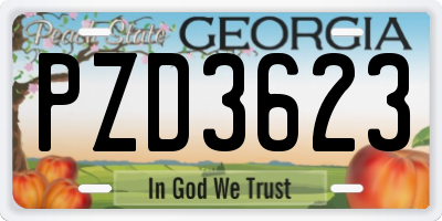 GA license plate PZD3623