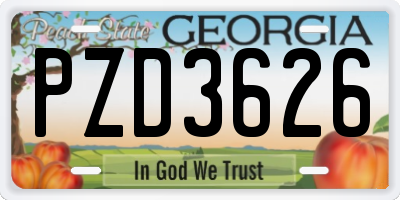 GA license plate PZD3626