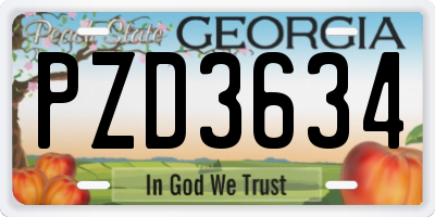 GA license plate PZD3634
