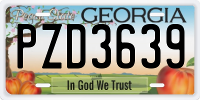 GA license plate PZD3639