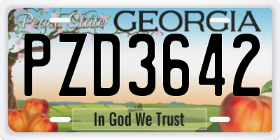 GA license plate PZD3642