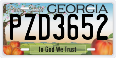 GA license plate PZD3652