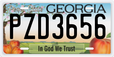 GA license plate PZD3656